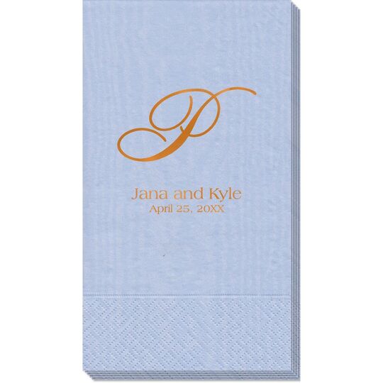 Pick Your Initial Monogram with Text Moire Guest Towels